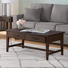 home decorators collection bellamy 42 in smoke brown large rectangle wood coffee table with 2 drawers