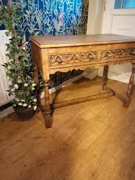solid light oak console table vinterior