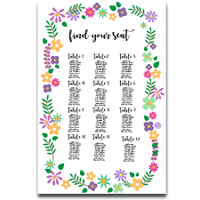 Custom Canvas Print Wedding Seating Chart Party Seating