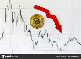 Depreciation Virtual Money Bitcoin Red Arrow Golden Bitcoin
