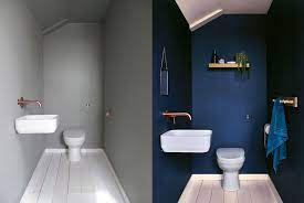 midnight blue dark blue bathroom