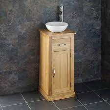 small solid oak bathroom storage unit