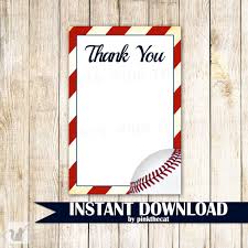 Sports trading card templet baseball card template. Baseball Blank Thank You Card Note Birthday Baby Shower Printable Pink The Cat