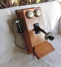 Antique Telephone Oak Wood Crank Phone