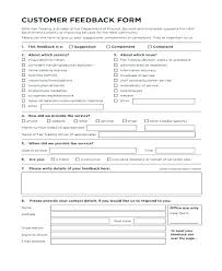 Customer Service Form Template Customer Feedback Form Template Doc