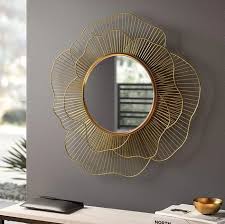 Polished Wood Round Wall Mirrors