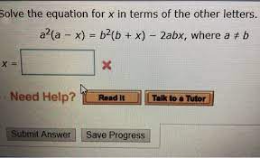 Solved Solve The Equation For X In