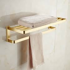 Bathroom Brushed Brass Towel Bar Gold