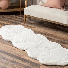 nuloom eline faux sheepskin machine washable area rug white 2 x 6