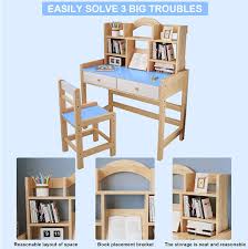 Polished round corner to prevent bumping. Freestanding Climbers Us Spot Children S Desk And Chair Set Wooden Students School Study Writing Table Computer Desk With Hutch Shelves Kids Bedroom Furniture Blue Toys Games