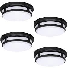 Hampton Bay 11 In 1 Light Round Black Led Indoor Outdoor Flush Mount Porch Light 830 Lumens 3 Color Temp Changes Wet Rated 4 Pack 54471201 4pk The Home Depot