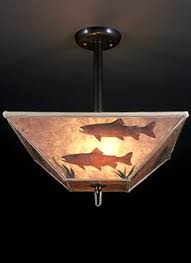 Rustic Lighting With Trout Mica Lamp Shade Ceiling Light Fixture Sue Johnson