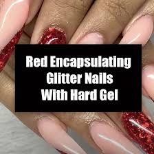 red encapsulating glitter nails with
