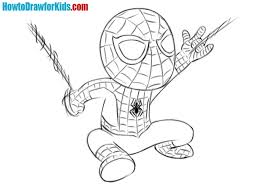 First color the webbing part red. How To Draw Spider Man For Kids