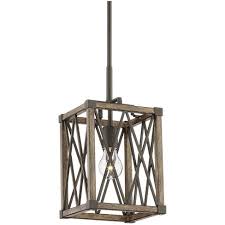 Franklin Iron Works Bronze Wood Cube Cage Mini Pendant Light 8 Wide Rustic Farmhouse Fixture For Kitchen Island Dining Room Target