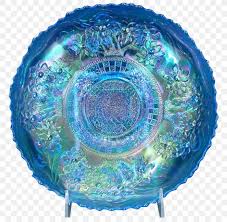 blue carnival glass bowl green punch