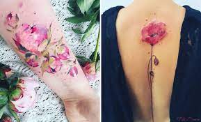 Temporary tattoo flower / shoulder tattoo 47 Breathtaking Watercolor Flower Tattoos Stayglam