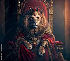Lion sitting on throne