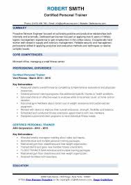 Certified Personal Trainer Resume Samples Qwikresume