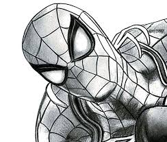 Draw a curved line down the center of the face. Spider Man Far From Home Pencil Drawing