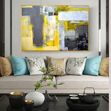 Abstract Yellow Grey And White Canvas