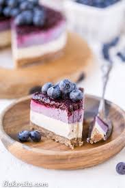 layered blueberry vegan cheesecake