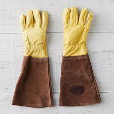 mens leather gauntlet garden gloves