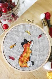 Fox In Leaves Fall Cross Stitch Pattern Instant Download