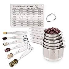 Stainless Steel Metric Measuring Cups And Spoons Set By Cooking Gods With Kitchen Conversion Chart Magnet 12 Piece Sturdy Stackable Metal Measure Set