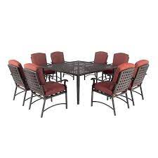 Outdoor Dining Set With Red Cushions