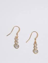 triple stone drop earrings