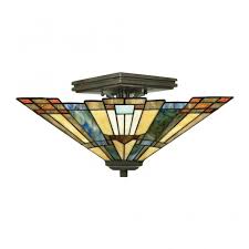 Tiffany Style Semi Flush Ceiling Light