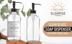 Sunrise Premium 2 Pack Clear Glass Soap