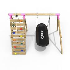 Eden Pink Rebo Wooden Swing Set With