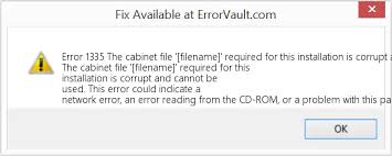 how to fix error 1335 the cabinet file