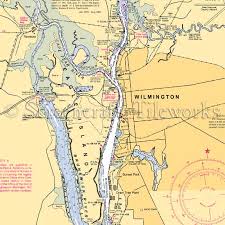 North Carolina Wilmington Eagle Island Cape Fear River Nautical Chart Decor