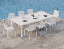 Large White Outdoor Extendable Table