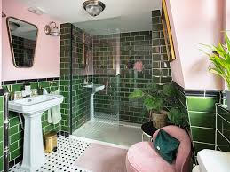 Pink And Green Bathroom In A Loft