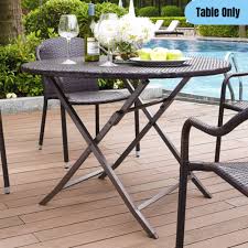 Outdoor Wicker Top Round Foldable Table