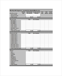 Sample Bill Organizer 9 Examples In Pdf Word Excel