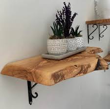 Unique Olive Wooden Wall Shelf Rustic