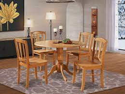 The condition is advertised as normal wear and tear. Amazon Com Dlin5 Oak W 5 Pc Small Kitchen Table And Chairs Set Round Table And 4 Dinette Chairs Chairs Furniture Decor