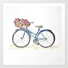 Spring Bicycle Art Print By Jennifer