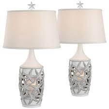 Tide Antique White Coastal Night Light Table Lamps Set Of 2 62v63 Lamps Plus