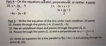 Equations Parallel Perpendicular
