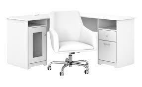 60w l shaped desk, hutch for l shaped desk, lateral file cabinet. Bush Furniture Cabot 60w L Shaped Computer Desk With Mid Back Leather Box Chair In White Cab059whn