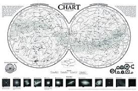 Details About Sky Map Black White Entire Sky Northern And Southern Hemispheres Polar