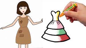 Hướng dẫn vẽ váy đầm cho búp bê - Học vẽ đơn giản cho bé - Drawing dress -  YouTube
