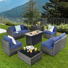 Gymax 9 Pcs Patio Rattan Furniture Set