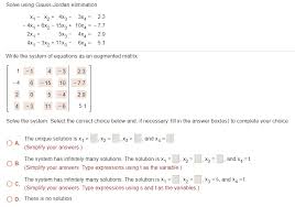 Solve Using Gauss Jordan Elimination